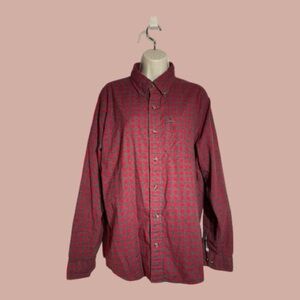 Abercrombie & Fitch Red Grey Plaid Checker Flannel Long Sleeve Shirt Size L